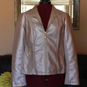 Light Metallic Pink Faux Leather Jacket